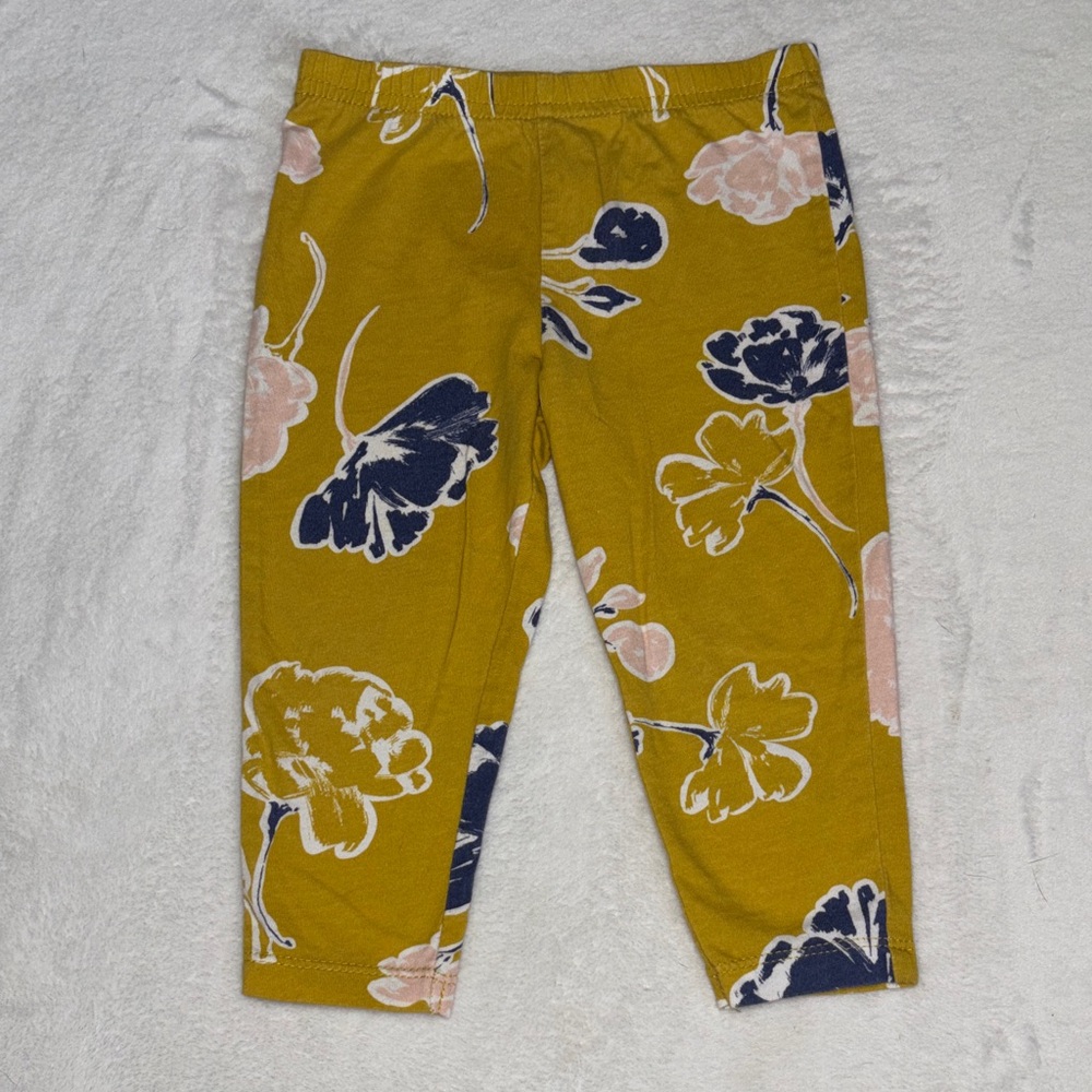 (3 for $10) carters Floral Kids Leggings in Mustard and Navy